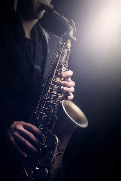 Saxophone Player Saxophonist Playing Jazz Music Sax Alto — Stock Photo