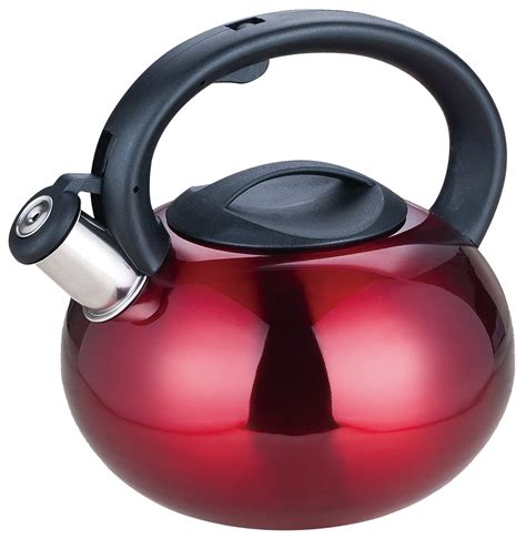 Deluxe Stainless Steel Whistling Kettle 2 5L Red Royal New Caravan
