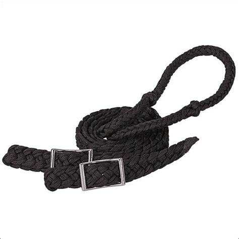 Black Weaver 8 Ft Braided Nylon Barrel Horse Tack Reins Conway Buckle