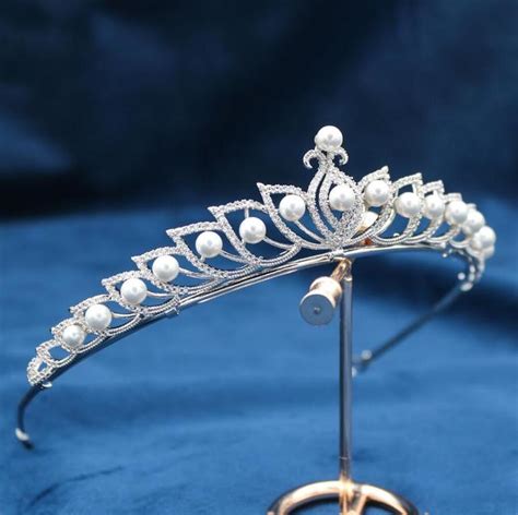 Parmalambe Simple Tiaras Petite Zircon Hair Jewelry With Pearl Bridal