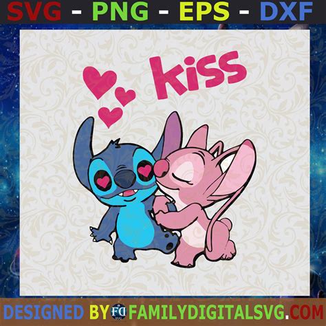Stitch And Angel Svg Stitch Kisses Svg Valentine Svg Valentine