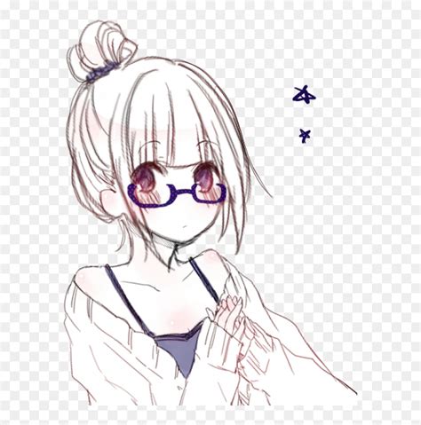 Girl With Glasses Sketch Anime