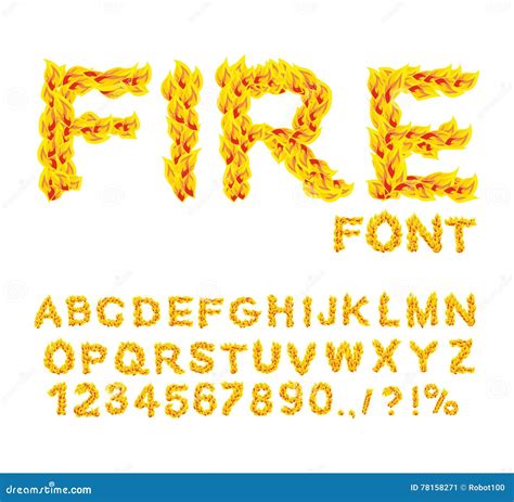 Fire Font Burning Abc Flame Alphabet Fiery Letters Stock Vector