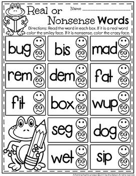 Why use nonsense words to train phonemic awareness? CVC Words Worksheets - Real or Nonsense by Planning ...