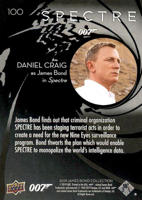 2019 Upper Deck James Bond Collection 100 James Bond Trading Card