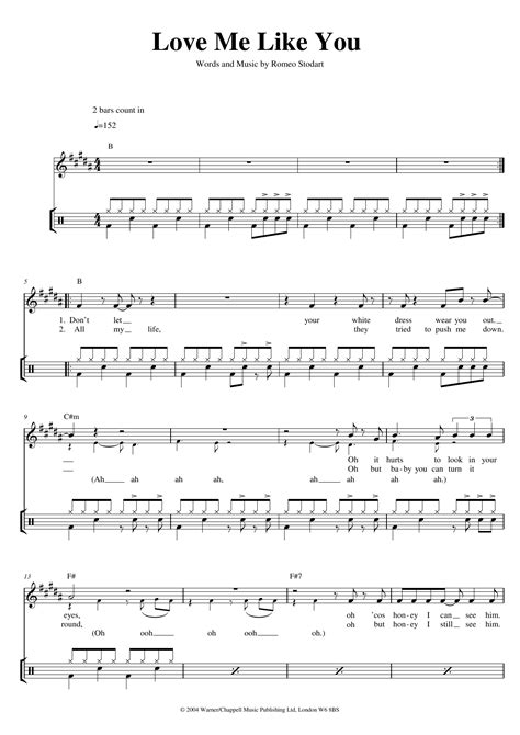 Love Me Like You Sheet Music The Magic Numbers Drums
