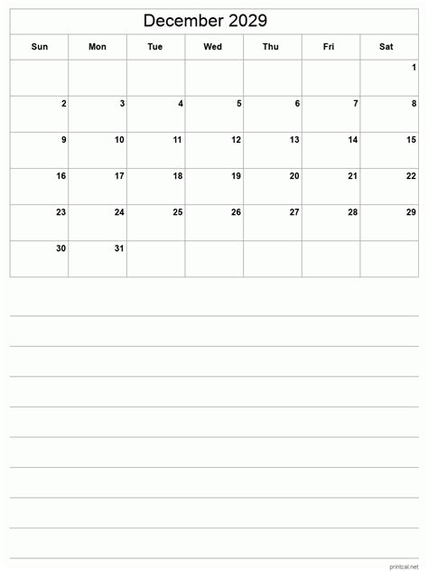 Printable December 2029 Calendar Free Printable Calendars