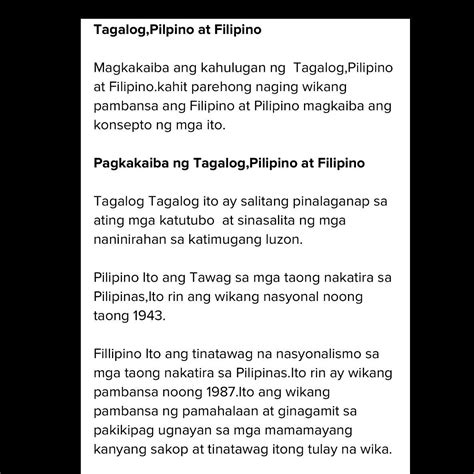 Pagkakaiba Ng Tagalog Pilipino At Filipino