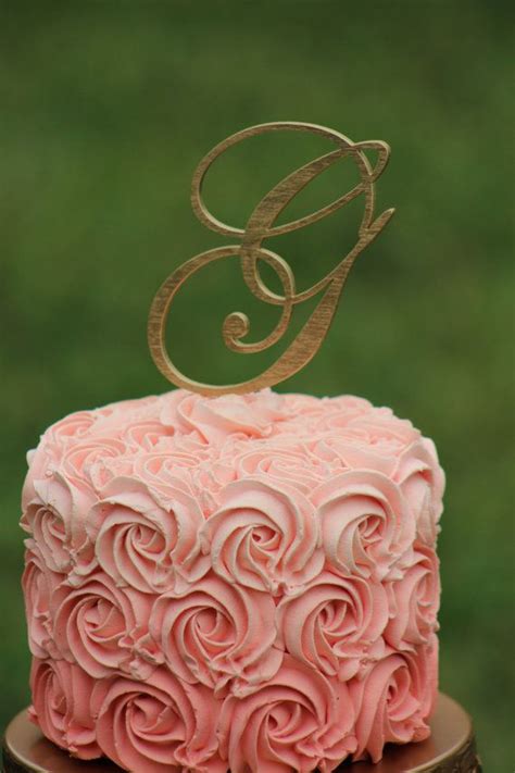 Gold Monogram Wedding Cake Topper Wooden Cake Topper Personalized