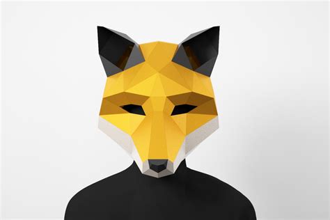 Fox Mask Diy Low Poly Mask Paper Craft Mask Pdf Template 3d Mask