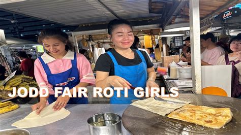 4k The Most Beautiful Roti Girl At Jodd Fair Night Market In Bangkok Giant Roti Thai Street