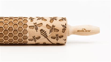 No. R243 BEE & HONEY pattern, Rolling Pin, Engraved Rolling, Rolling Pin, Embossed rolling pin 