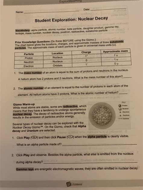 Chapter 4 atomic structure worksheet answer key. Solved: Explorelearning Date: - Name: Student Exploration ...