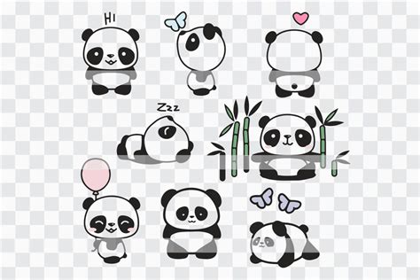 Cute Panda Svg Baby Panda Svg Cut File Kawaii Panda Vector Etsy