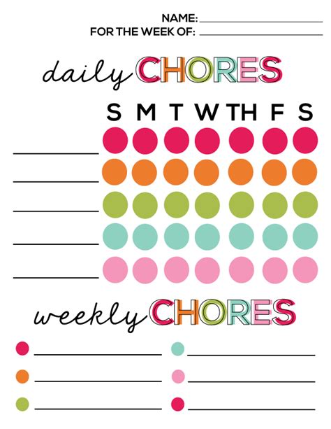 Printable Chore Chart Template For Multiple Kids Classles Democracy