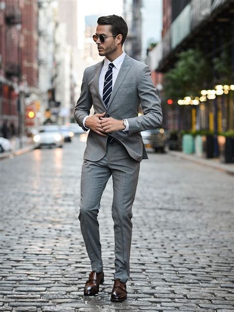 Guide To Men S Cocktail Attire And Dress Code Mens Fashion Suits Grey Suit Brown Shoes Modern