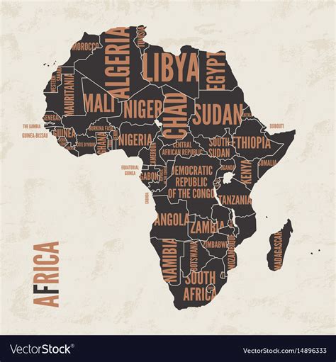 Africa Vintage Detailed Map Print Poster Design Vector Image