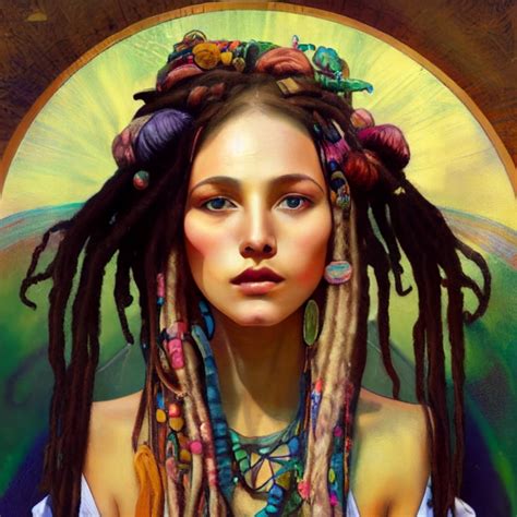 portrait of blushing beautiful hippie girl with midjourney openart
