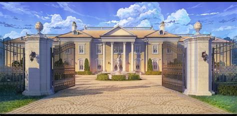 An Artists Rendering Of A House With Pillars And Gates