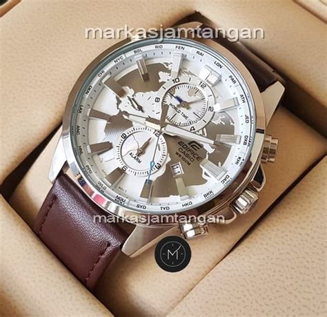 jual jam tangan pria casio edifice efr 303 chronograph leather di lapak center wristwatch world