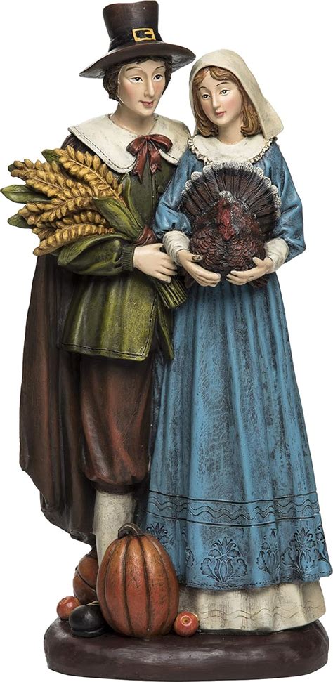 Transpac Imports Resin Harvest Pilgrim Couple Figurines