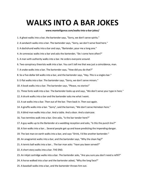206 Walks Into A Bar Jokes A Hilarious And Downright Silly List