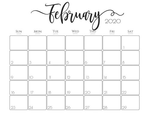 Calendar February 2020 Printable Calendar Templates