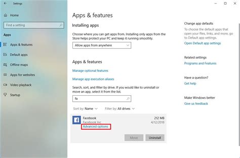 How To Manage Apps Settings On Windows 10 April 2018 Update Windows