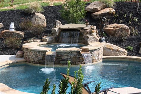 Lagoon Pool With Spa And Rock Waterfall Outdoor Retreat