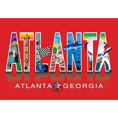 Atlanta Souvenir Postcard With Atlanta Icons