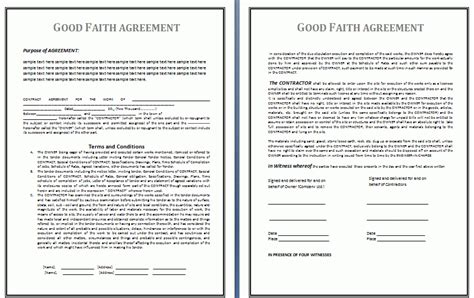 Good Faith Agreement Template