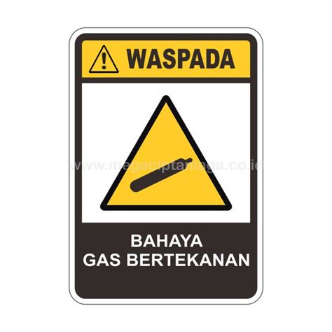 Jual Safety Sign Rambu K3 Peringatan Waspada Bahaya Gas Bertekanan 35 X