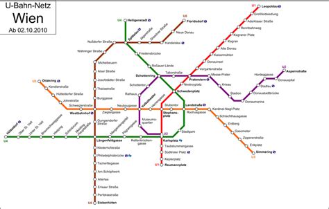 Mappa di U Bahn di Vienna Austria Plan de métro Métro Vienne