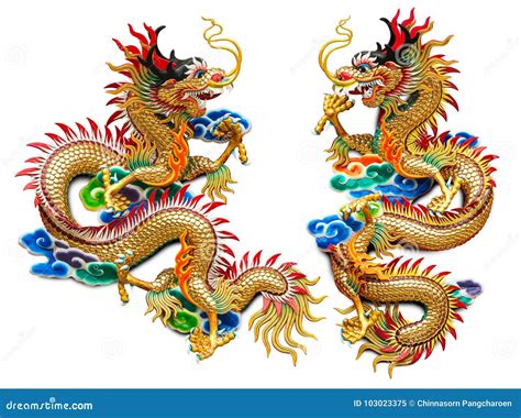 Chinese Golden Dragon Statue Stock Image Image Of Pattern Animal