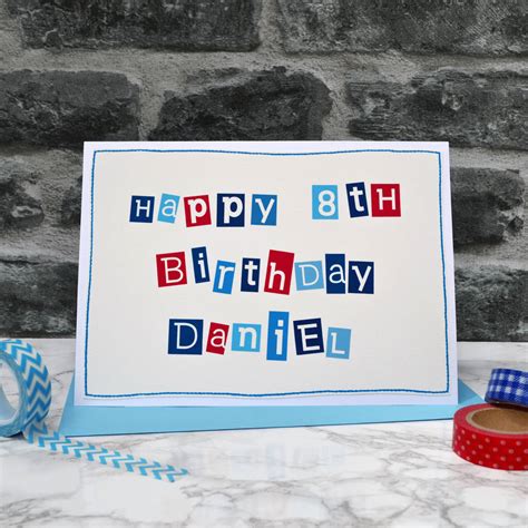 Personalised Typographic Boys Birthday Card By Jenny Arnott Cards