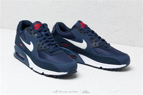 Nike Leather Air Max 90 Essential Midnight Navy White University Red
