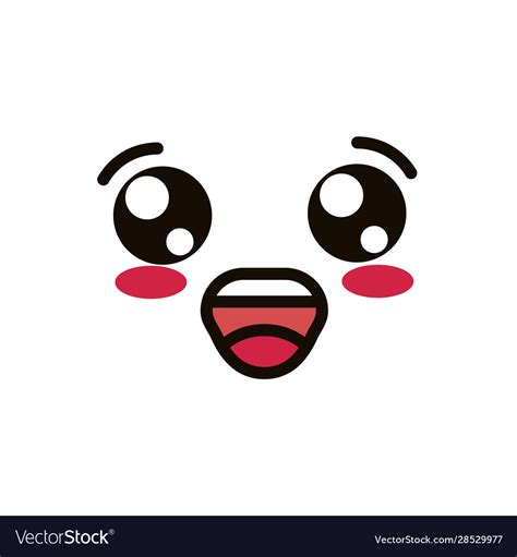 Kawaii Cute Face Expression Eyes And Mouth Happy Vector Image