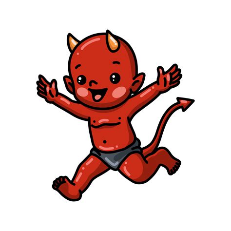 Cute Little Devil Cartoon Running 9877351 Vector Art At Vecteezy