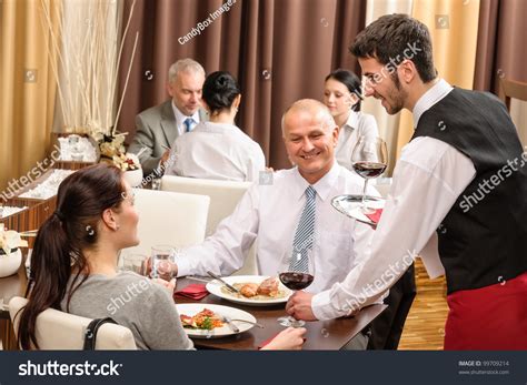 Young Waiter Serve Wine Business People Stock Photo 99709214 Shutterstock