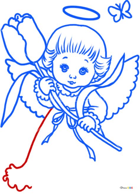 How To Draw Angel With Rose Christmas Angels