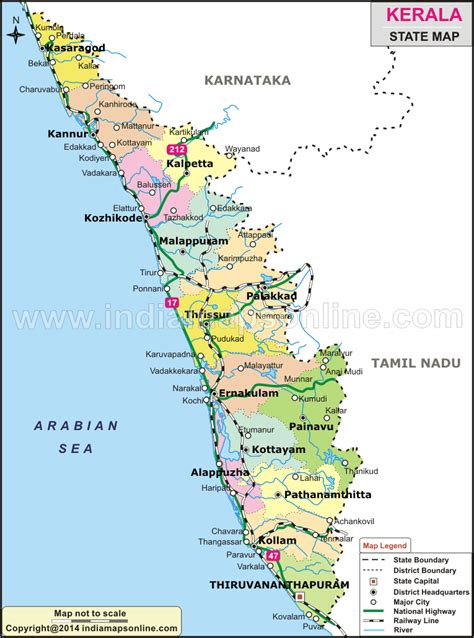 Know all about kerala state via map showing kerala cities, roads, railways, areas and other information. Kerala Map / Kerala State Map, India