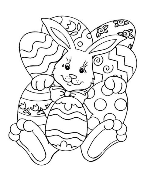 A Rabbit And A Lot Of Easter Eggs Coloring Page Netart