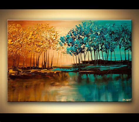 Original Abstract Contemporary Blooming Trees Acrylic