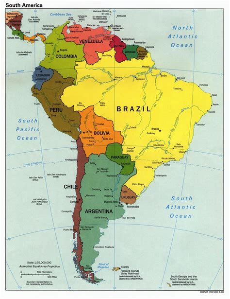South American Map Countries And Capitals Wayne Baisey