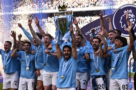 Manchester City Celebrates The English Premier League Title By