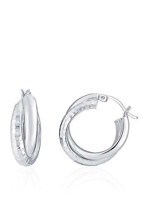 Belk And Co Sterling Silver Double Hoop Earrings Belk