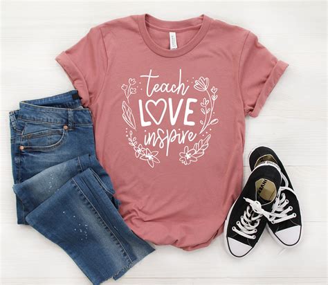 Teacher Tshirt T Teach Love Inspire Shirt Teacher Etsy