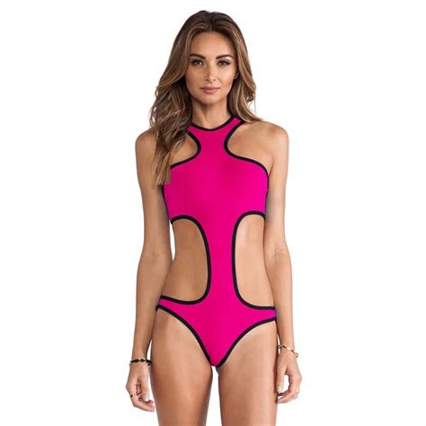 2018 daddy chen bikini women one piece swimwear set sexy high neck solid color swimsuit beach