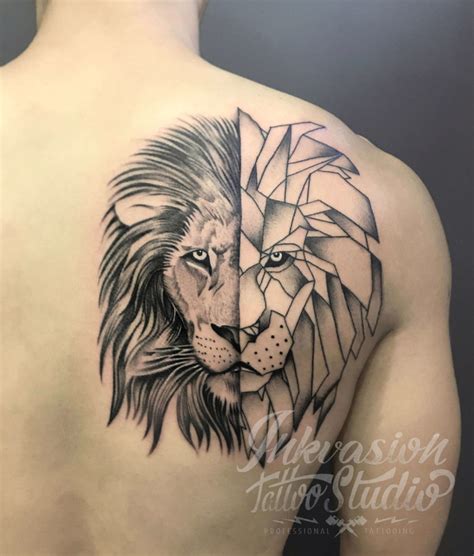 Lion tattoo designs provides tattoo lovers with a cool way of expressing their innate qualities in this is one of the best looking geometric lion tattoos that i've ever seen. Lion Half Geometric Tattoo - INKVASION Tattoo Studio ...