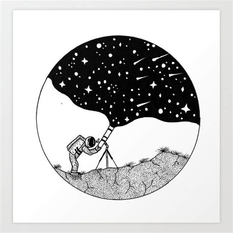 Star Gazing Astronaut Art Print By Cosmic Illustrations X Small